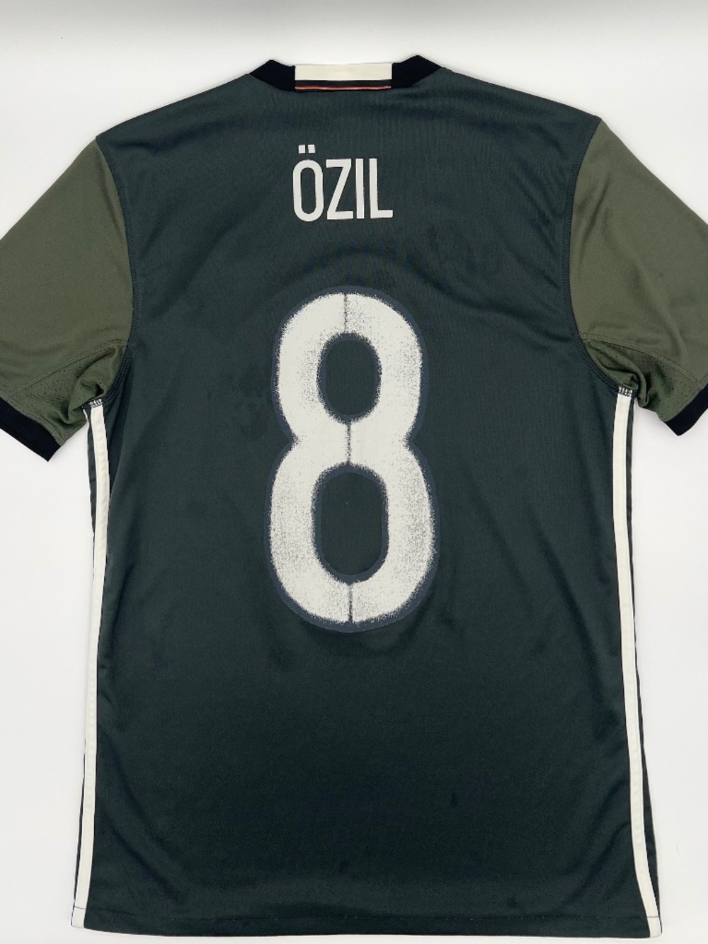 Germany 2016/2017 Away Ozil #8 Authentic Adiddas Soccer Jersey S Men Gray Green
